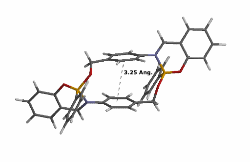 Molécula tipo ciclofano con base en un compuesto de boro mostrando la cavidad en su interior (M. Sánchez, H.Höpfl, M.-E. Ochoa, N. Farfán, R. Santillan, S. Rojas-Lima, <EM> Facile preparation of [4.4]meta- and [5.5]paracyclophane type macrocycles from arylboronic acids and salicylideneaminoaryl alcohols</EM>, Chemistry: A European Journal <B>8</B>, 612-621 (2002))