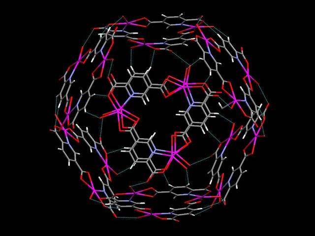Estructura supramolecular esférica de un complejo de estaño con una cavidad de aproximadamente 9 x 9 x 9